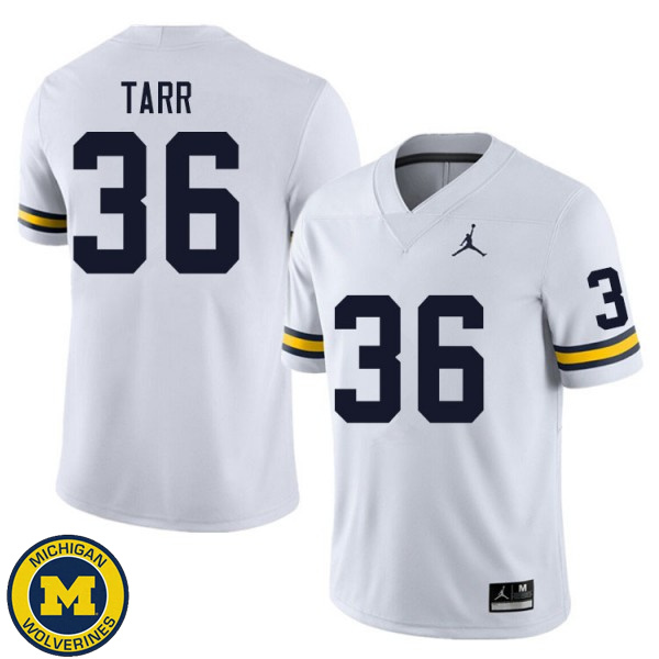 Mens Michigan Wolverines #36 Greg Tarr White College Game Jersey